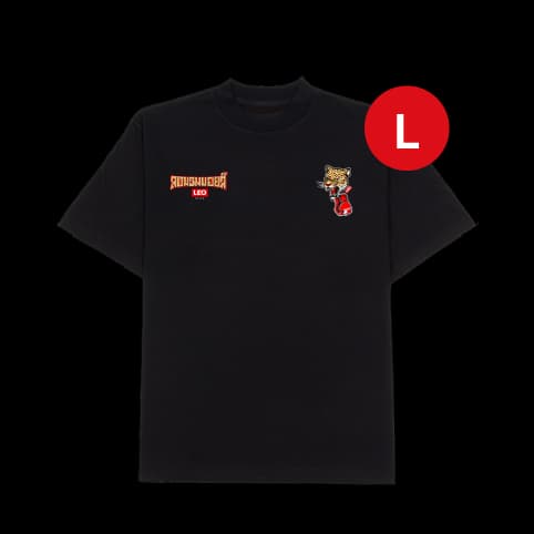 เสื้อยืด ลีโอ X ลงนวมบอยส์ บ็อกซิ่ง ลีโอพาร์ด (สีดำ) (ไซส์ L)