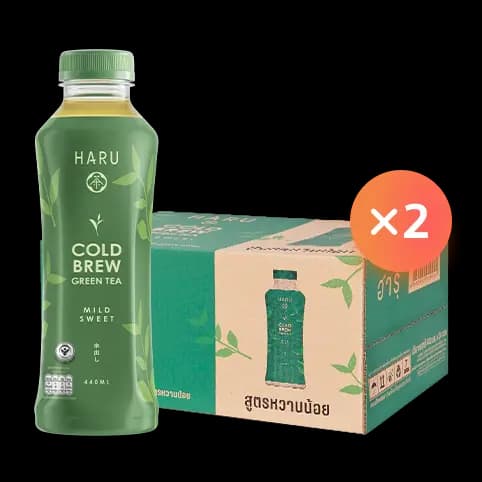 ชาเขียวสกัดเย็นตราฮารุ สูตรหวานน้อย จำนวน 2 ลัง