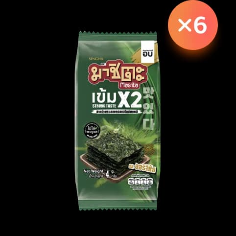 Masita Korean Style Roasted Seaweed Original Flavour Strong taste x2 (4 g. × 6 Sachets) — 2/2