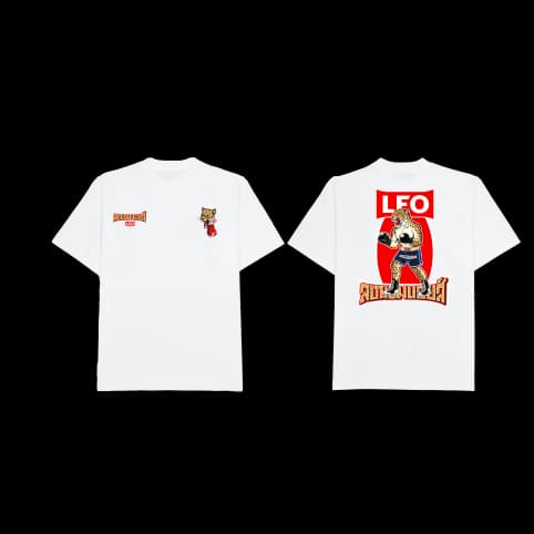 LEO X LNB BOXING LEOPARD T-SHIRT (WHITE) (Size L) — 3/4
